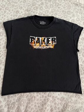 Bakers Black Tank Top with Orange Flame Logo